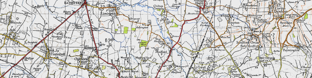 Old map of West Mudford in 1945