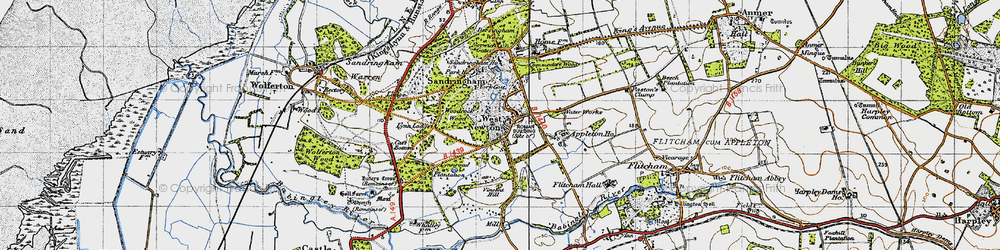 Old map of West Newton in 1946