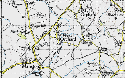 Old map of West Orchard in 1945