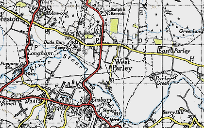 Old map of West Parley in 1940