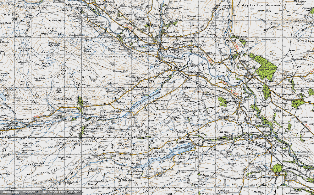 Old Map of Historic Map covering Brock Scar in 1947