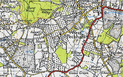 Old map of West Peckham in 1946