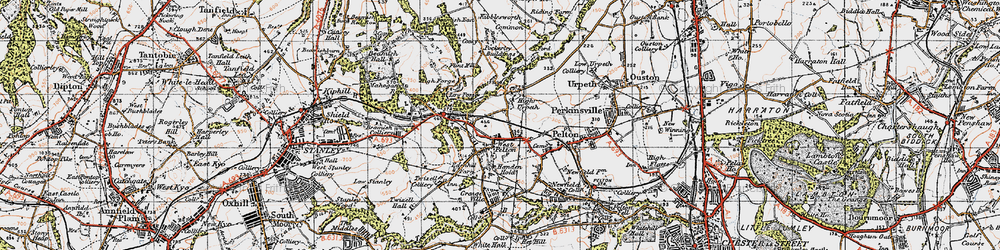 Old map of West Pelton in 1947