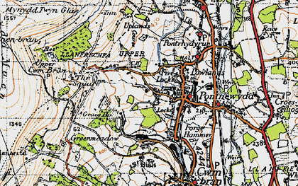 Old map of West Pontnewydd in 1947