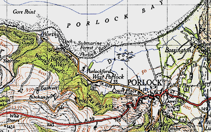 Old map of West Porlock in 1946
