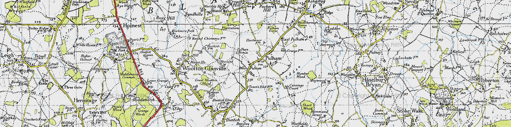 Old map of West Pulham in 1945