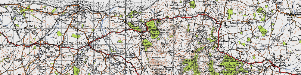 Old map of West Quantoxhead in 1946