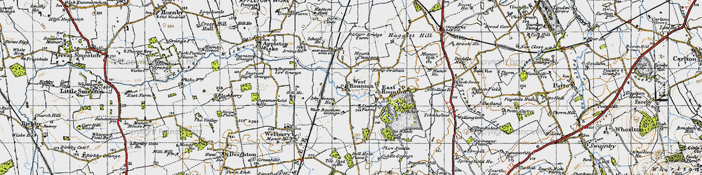 Old map of West Rounton in 1947