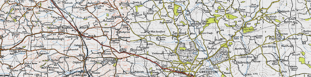 Old map of Aller Barton in 1946