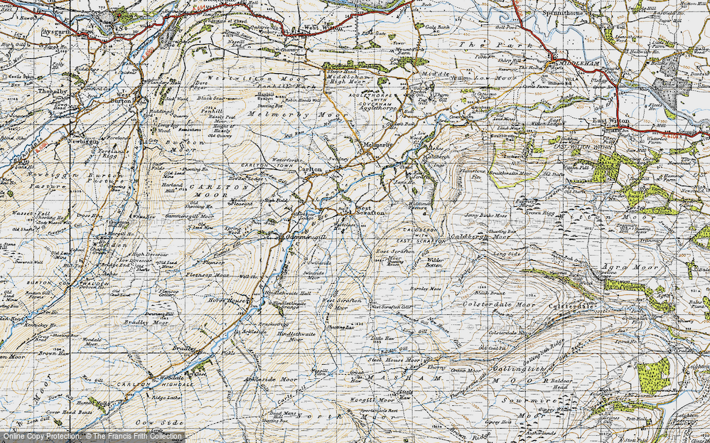 Old Map of Historic Map covering Barnley Moss in 1947