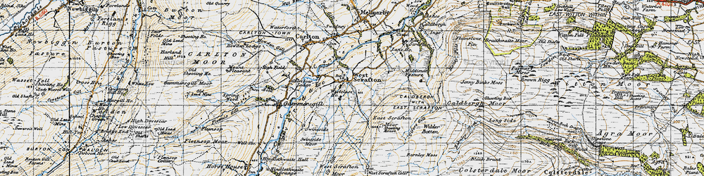 Old map of West Scrafton Moor in 1947
