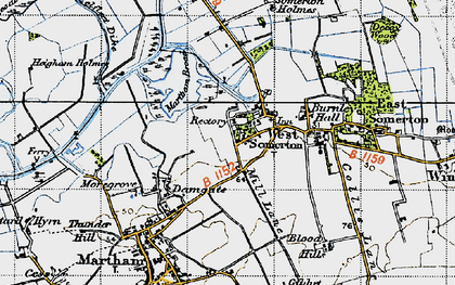 Old map of Burnley Hall in 1945