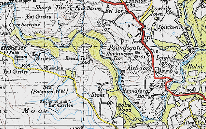 Old map of Bench Tor in 1946