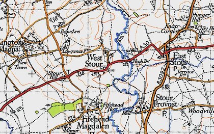 Old map of West Stour in 1945