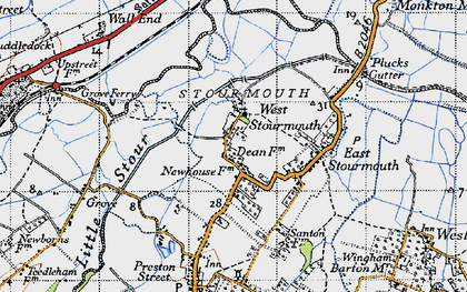Old map of West Stourmouth in 1947