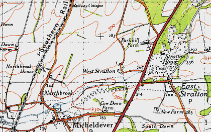 Old map of West Stratton in 1945