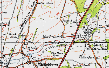 Old map of Micheldever Station in 1945