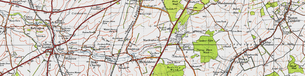 Old map of Micheldever Station in 1945