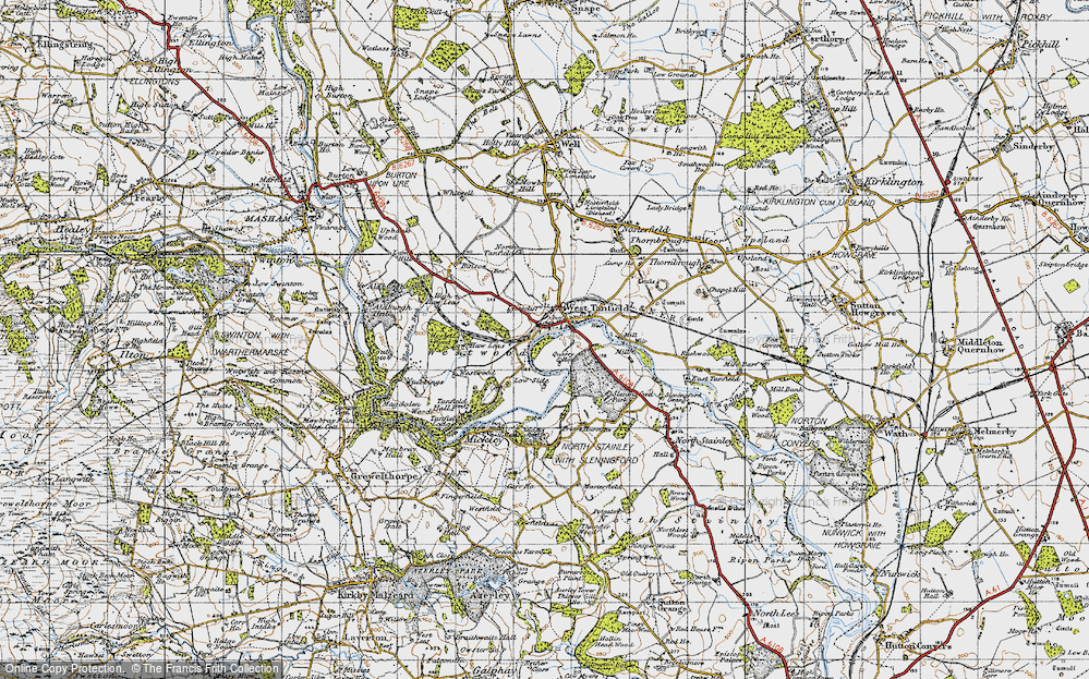 Old Map of West Tanfield, 1947 in 1947