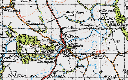 Old map of West Thirston in 1947