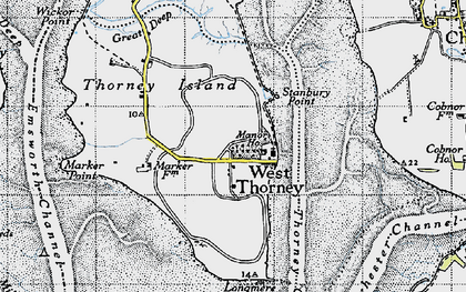Old map of West Thorney in 1945