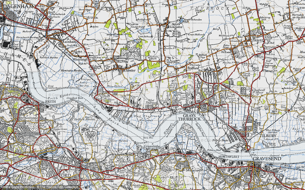 Old Map of Historic Map covering West Thurrock Marshes in 1946