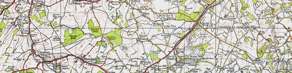 Old map of West Tisted in 1945