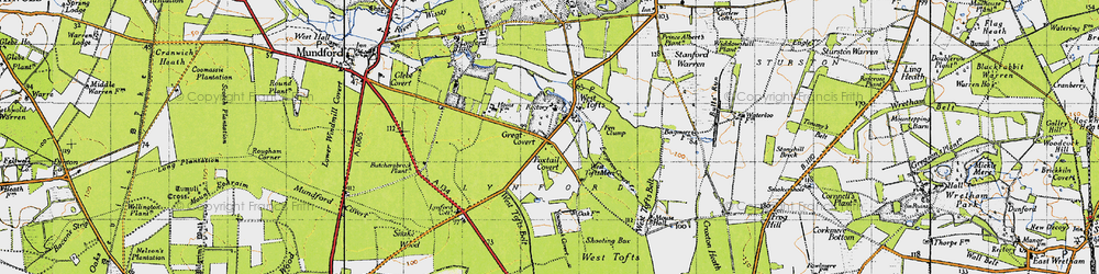 Old map of West Tofts Heath in 1946