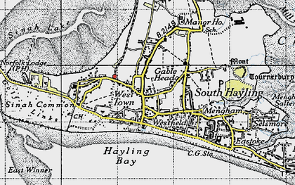 Old map of West Town in 1945