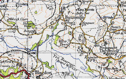 Old map of Blagdon Lake in 1946