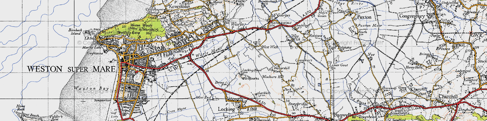 Old map of West Wick in 1946