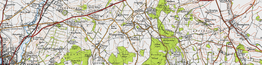 Old map of West Winterslow in 1940