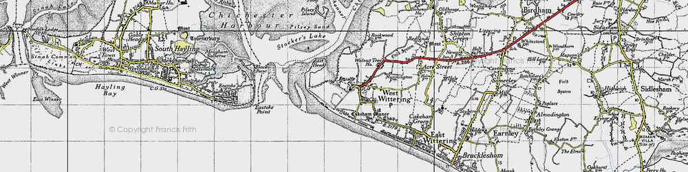 Old map of West Wittering in 1945