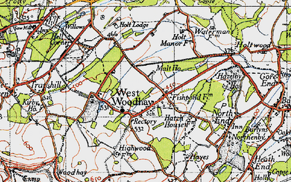 Old map of West Woodhay in 1945