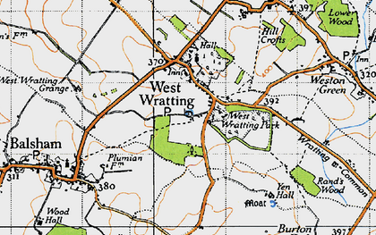 Old map of West Wratting Park in 1946