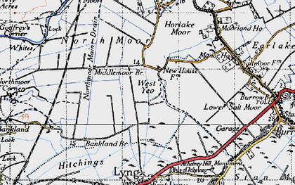 Old map of West Yeo in 1945