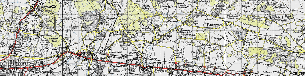 Old map of Westbourne in 1945