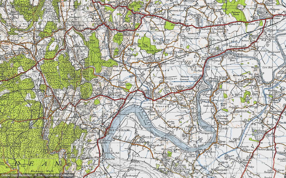 Old Map of Historic Map covering Adsett in 1947