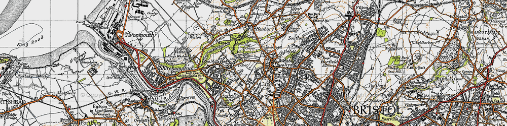 Old map of Westbury on Trym in 1946