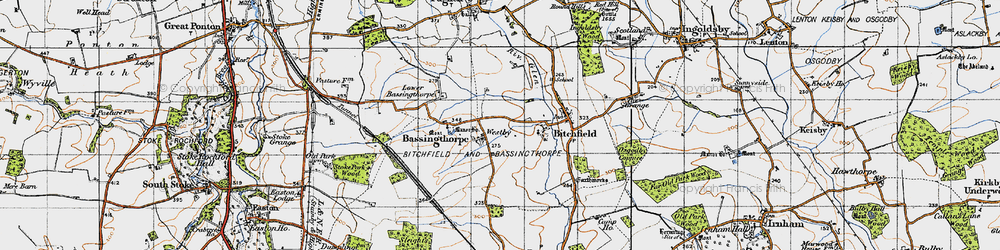 Old map of Westby in 1946