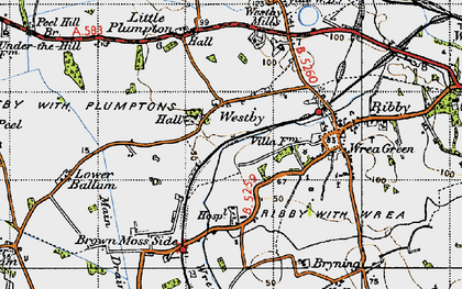 Old map of Westby in 1947