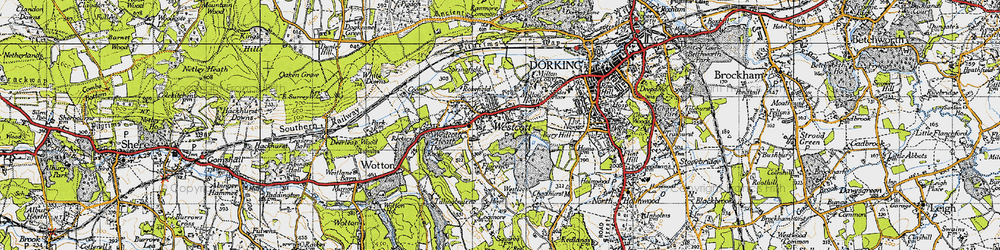 Old map of Westcott in 1940