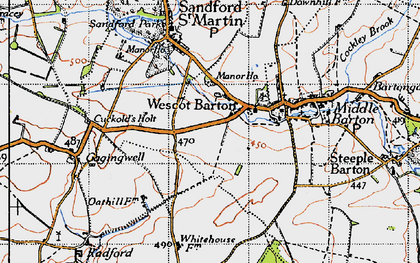 Old map of Westcott Barton in 1946