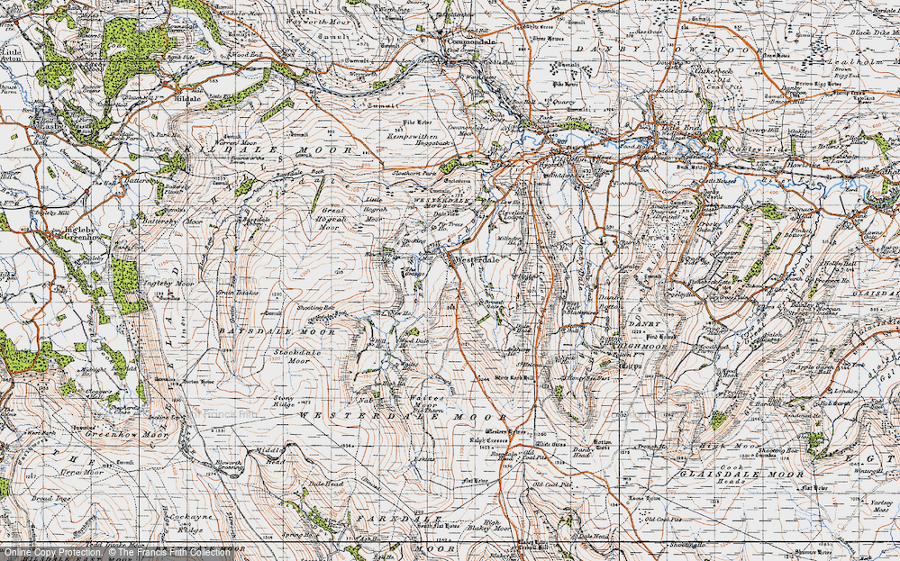 Old Map of Historic Map covering Westerdale Moor in 1947