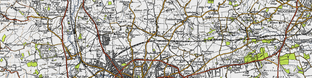 Old map of Westerfield in 1946