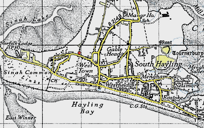 Old map of Westfield in 1945
