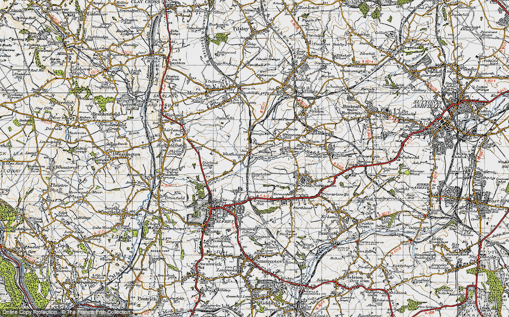 Old Map of Historic Map covering Alfreton & Mansfield Parkway Station in 1947