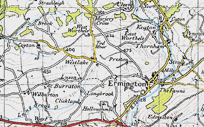 Old map of Tod Moor in 1946