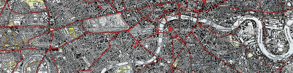 Old map of Buckingham Palace in 1945