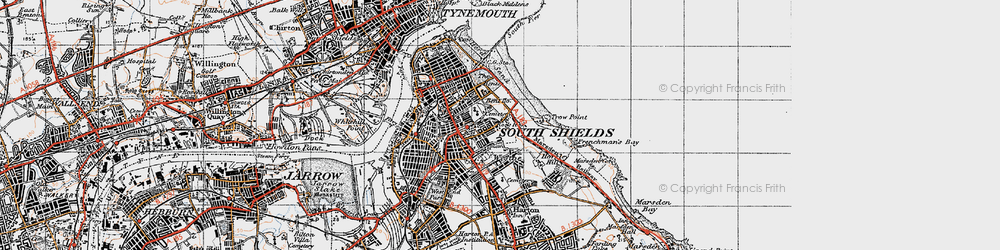 Old map of Westoe in 1947